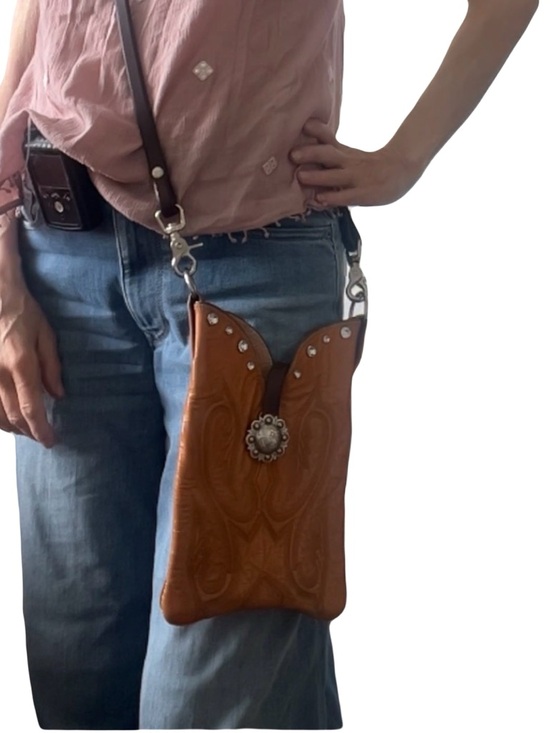 Nocona Boots Handbags - Nocoma Boots Raw Leather Crossbody Bag Long Strap EUC